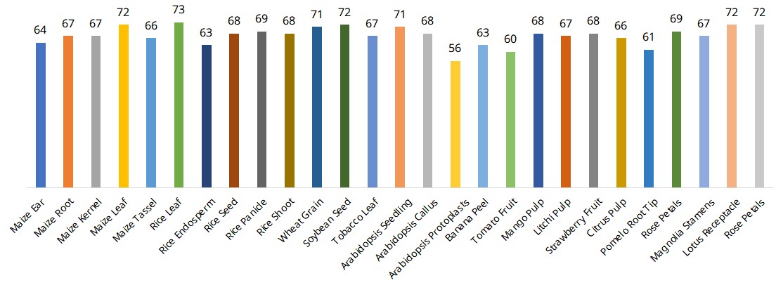 Number of detected energy metabolites across different plant sample types