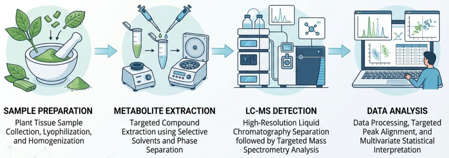Plant hormone targeted metabolomics workflow from plant sample preparation and extraction to LC-MS/MS detection and data analysis